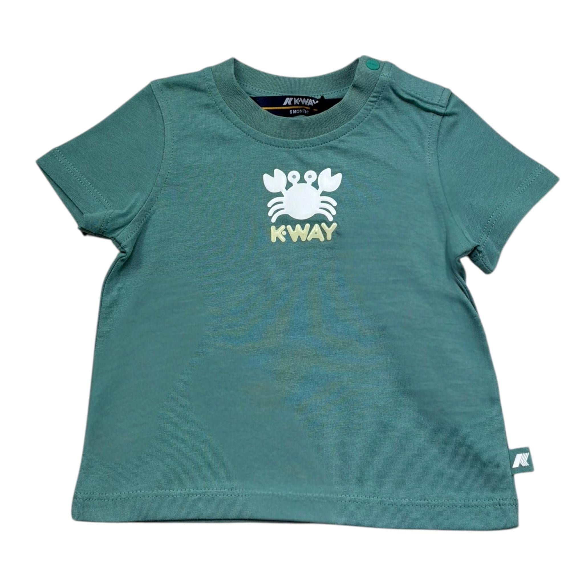 K-Way T-Shirt Girocollo Tinta Unita con Stampa per Neonato K2158JW VERDE K-WAY 