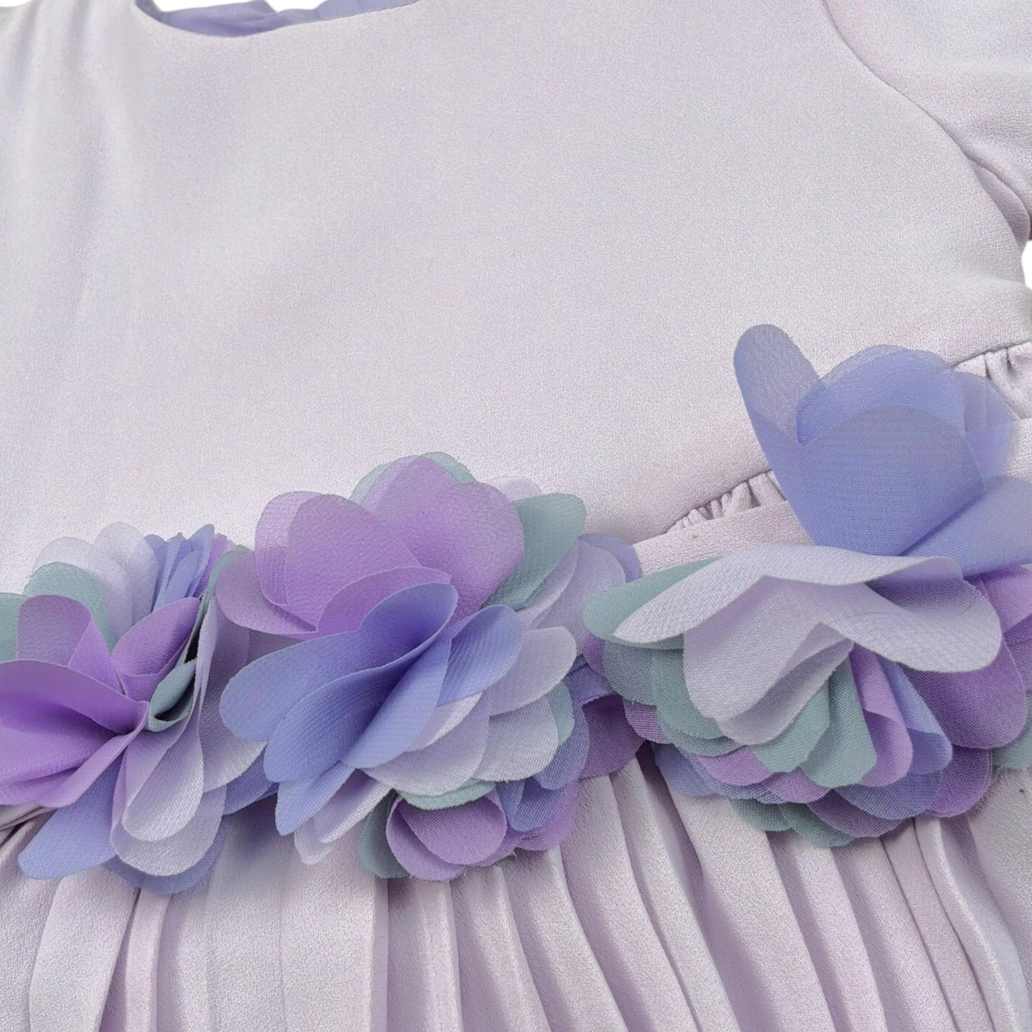 Alice Pi Abito Tinta Unita Mezza Manica con Cintura per Neonata 1103 LILLA ALICE PI 