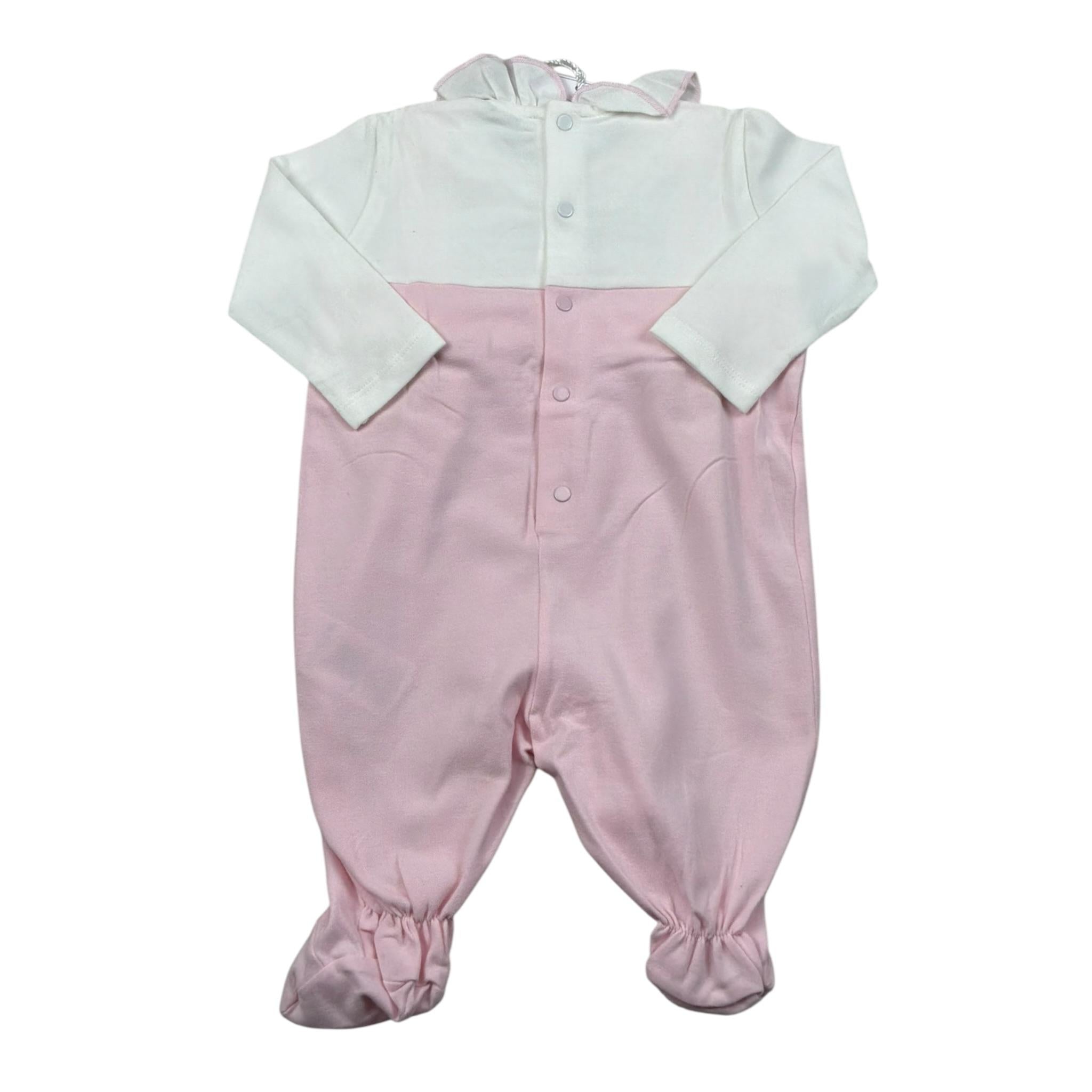 Le Bebe' Tutina Bicolore con Stampa per Neonata LBG0947 BIANCO/ROSA LE BEBE' 