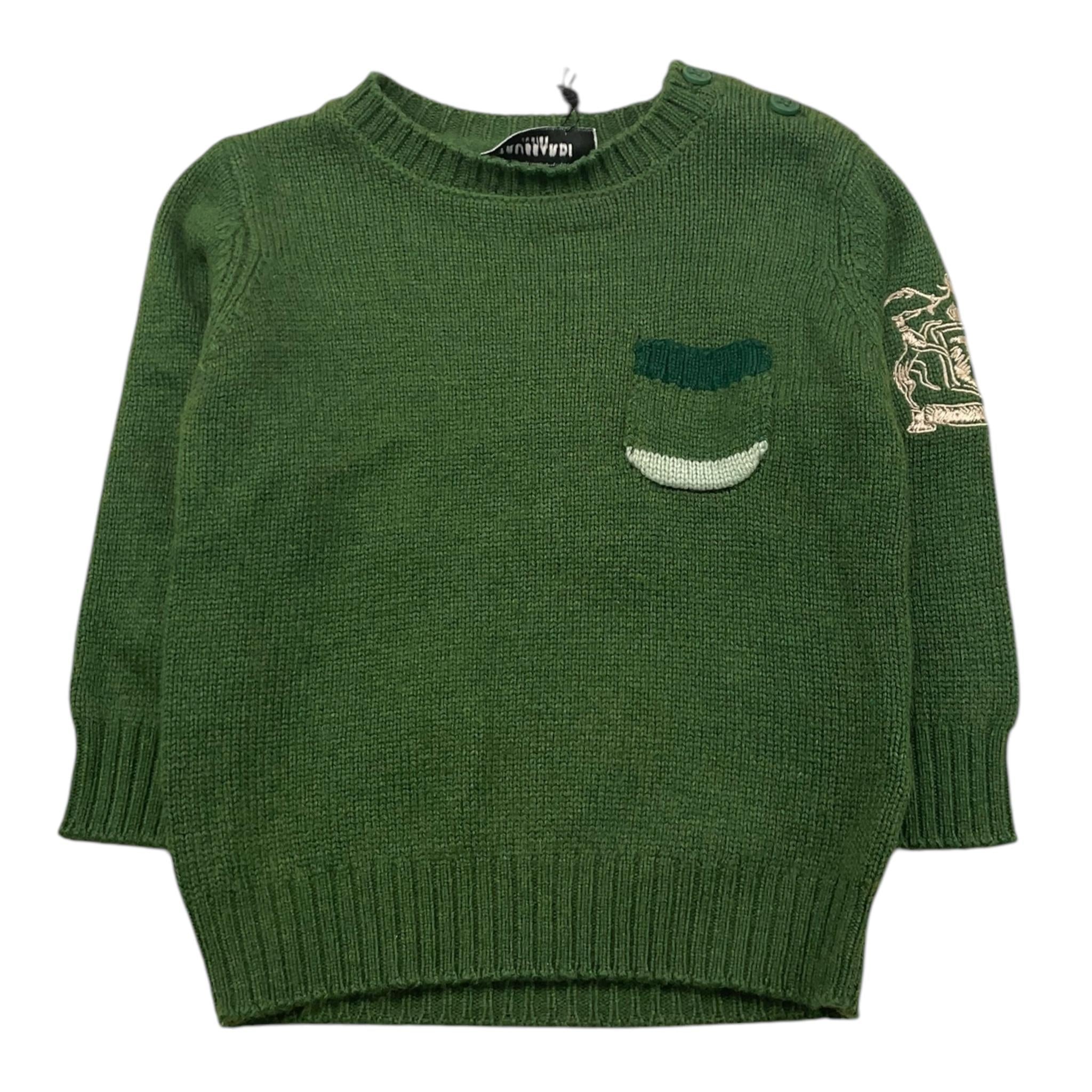 TRUSSARDI maglia girocollo tinta unita con taschino Verde per Neonato TIA25138FE VERDE TRUSSARDI 