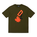 DSQUARED2 t-shirt girocollo tinta unita con stampa in contrasto Verde per Bambino DQ2464 VERDE DSQUARED2 