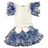 Angel'S Face Completo 2 Pezzi T-Shirt-Gonna In Tulle Bianco/Blu Per Bambina