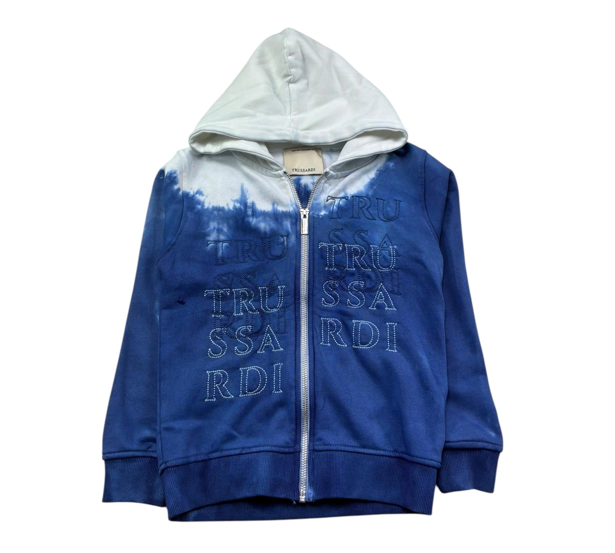 Trussardi Felpa con Zip E Cappuccio Bicolore per Bambino TBP26114FE BIANCO/BLU TRUSSARDI 
