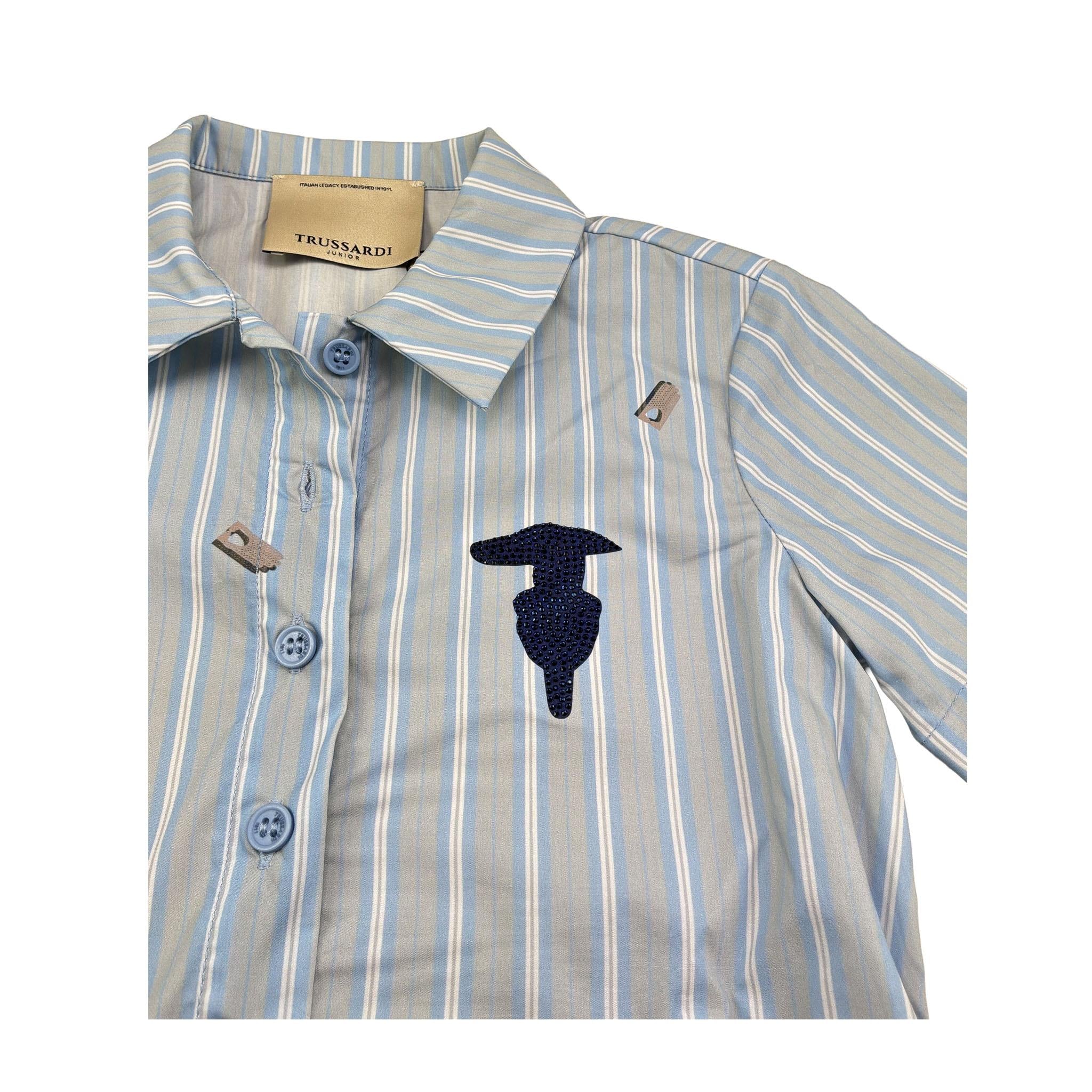 Trussardi Abito Mezza Manica Tinta Unita con Cinturino per Bambina TGP26039VE AZZURRO TRUSSARDI 