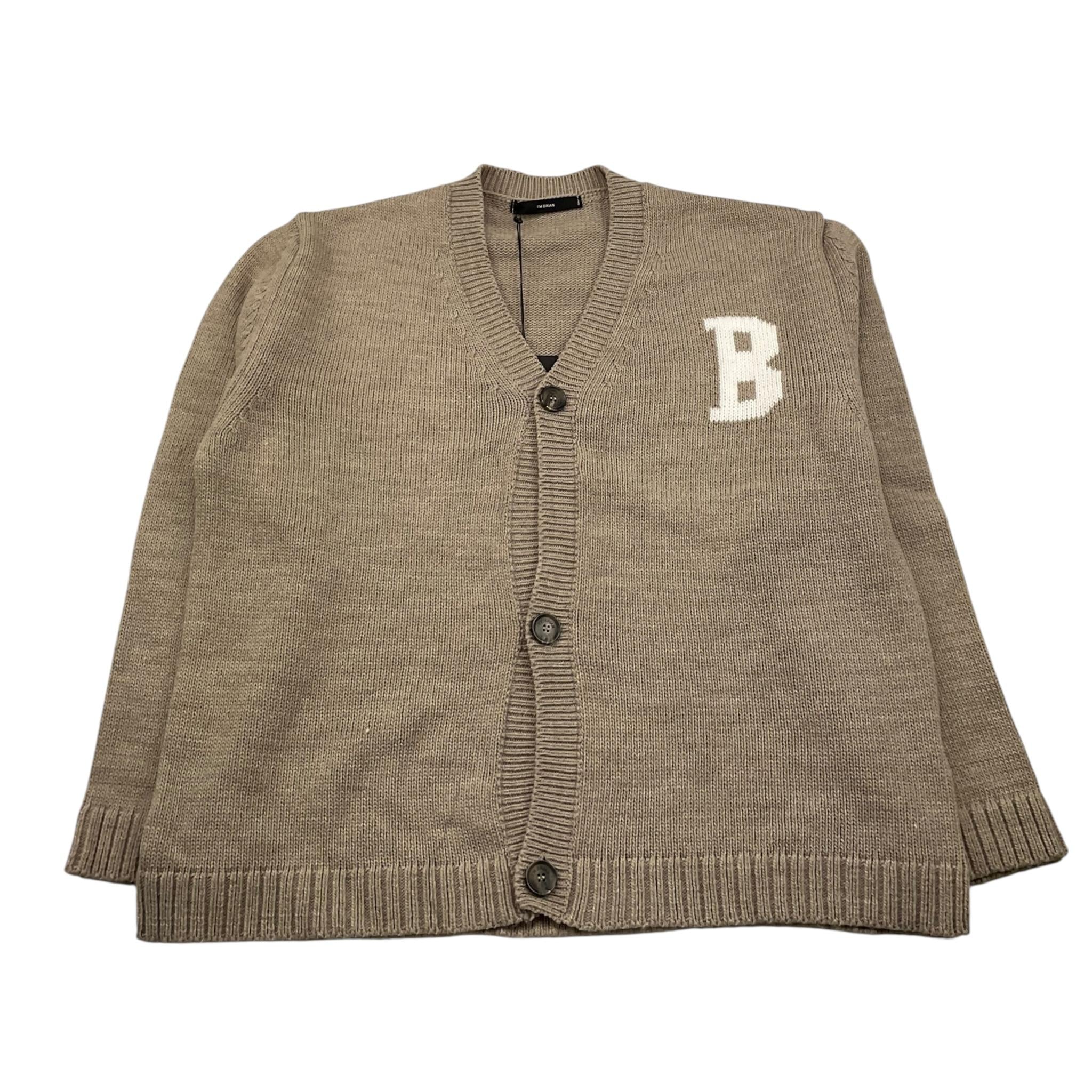 I'M BRIAN cardigan tinta unita con bottoni e stampa Sabbia per Bambino MA3009JX SABBIA I'M BRIAN 