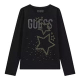 GUESS shirt girocollo tinta unita con stampa brillantinata Nero per Bambina J4BI09J1314 NERO GUESS 