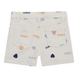 Guess Short Tinta Unita Con Fantasia E Girovita Regolabile Panna Per Neonata