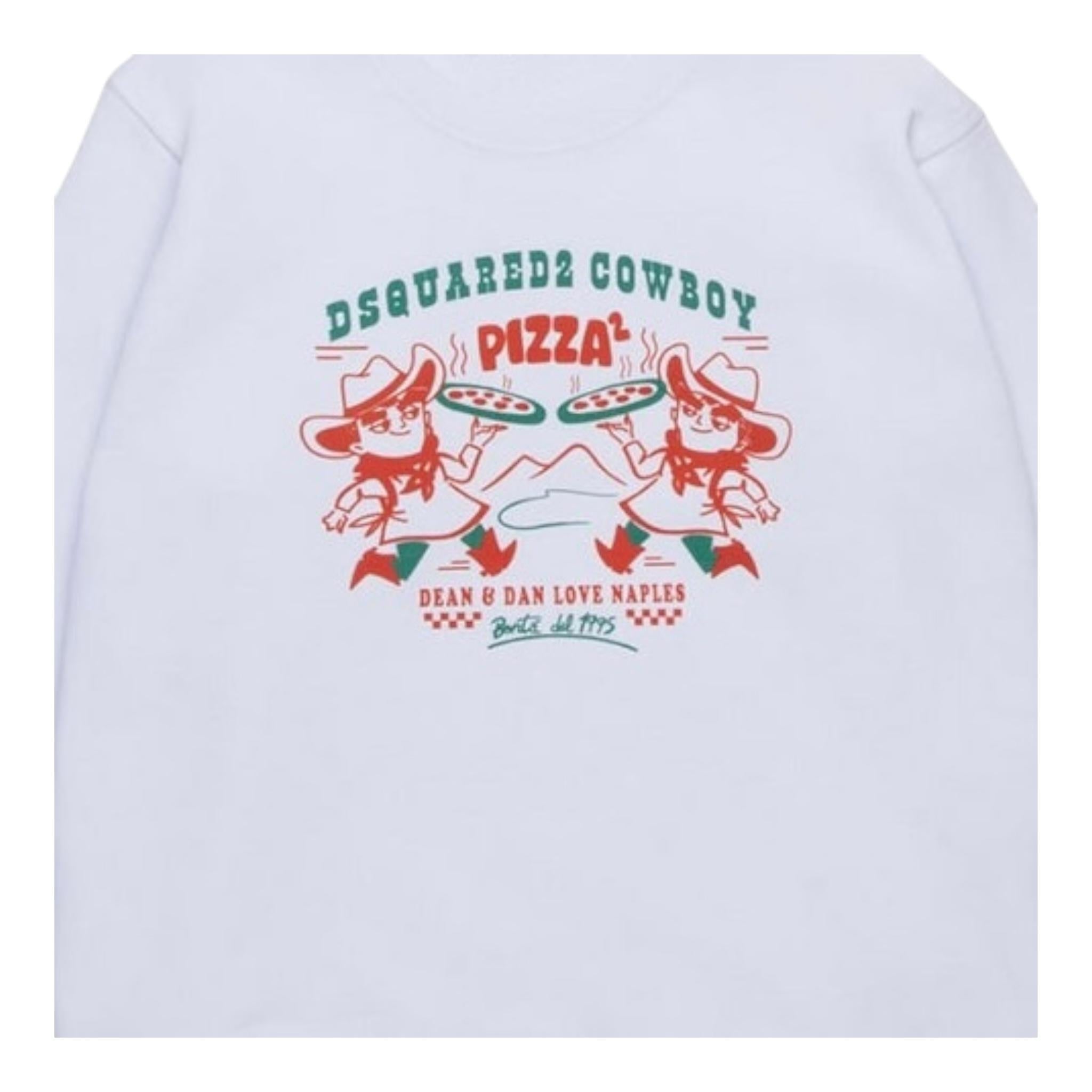 Dsquared2 Felpa Girocollo Tinta Unita con Stampa per Bambino DQ2977 BIANCO DSQUARED2 