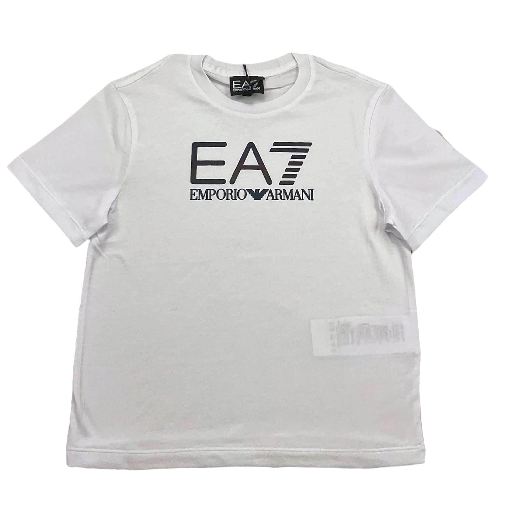 EMPORIO ARMANI t-shirt girocollo tinta unita con stampa Bianco per Bambino 3DBT53 BIANCO EMPORIO ARMANI 