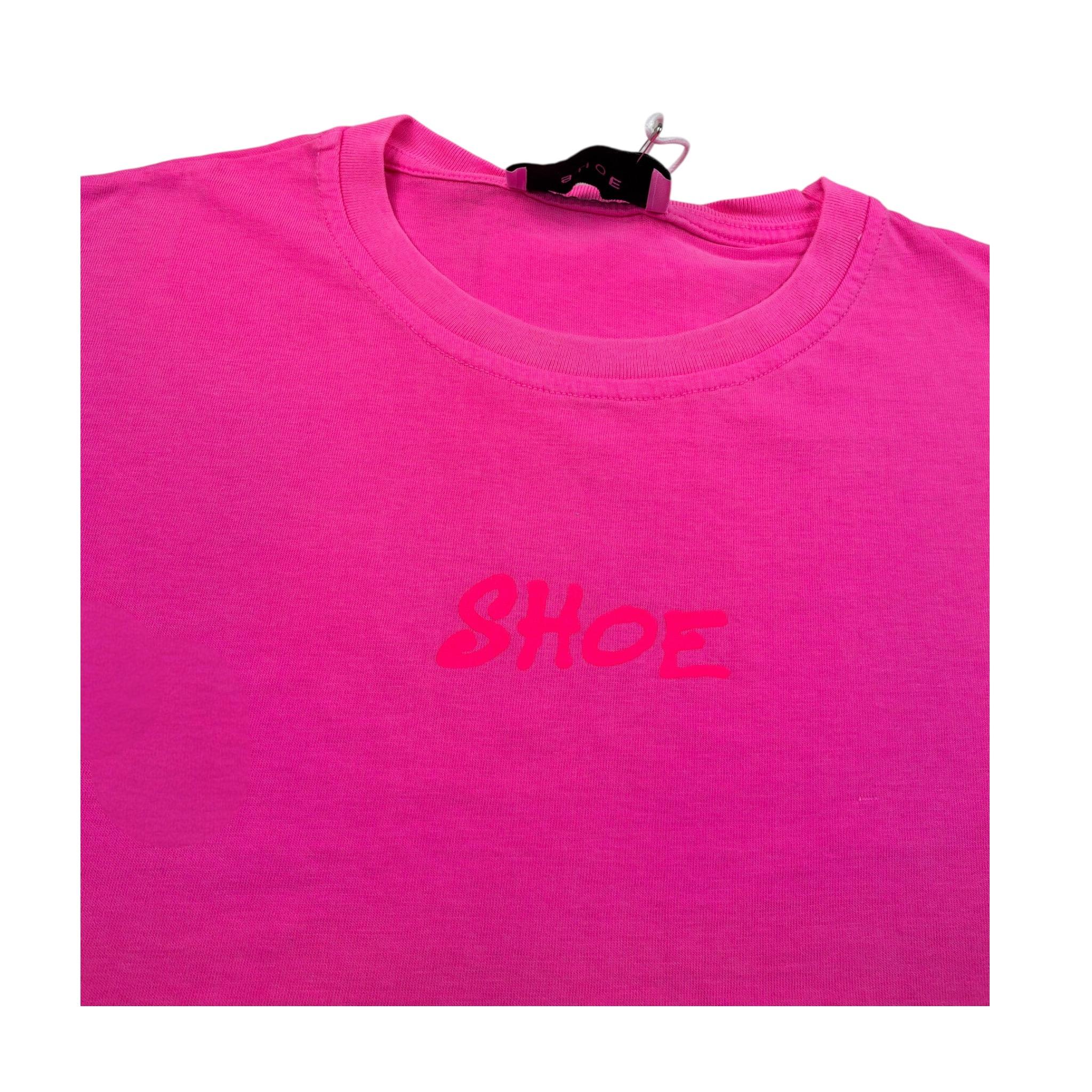 Shoe T-Shirt Girocollo tinta unita con Logo Fuxia per Bambina SHSS5G12 FUXIA SHOE 