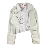 Miss Blumarine Giubbino In Similpelle Tinta Unita Con Rouches Bianco Per Bambina
