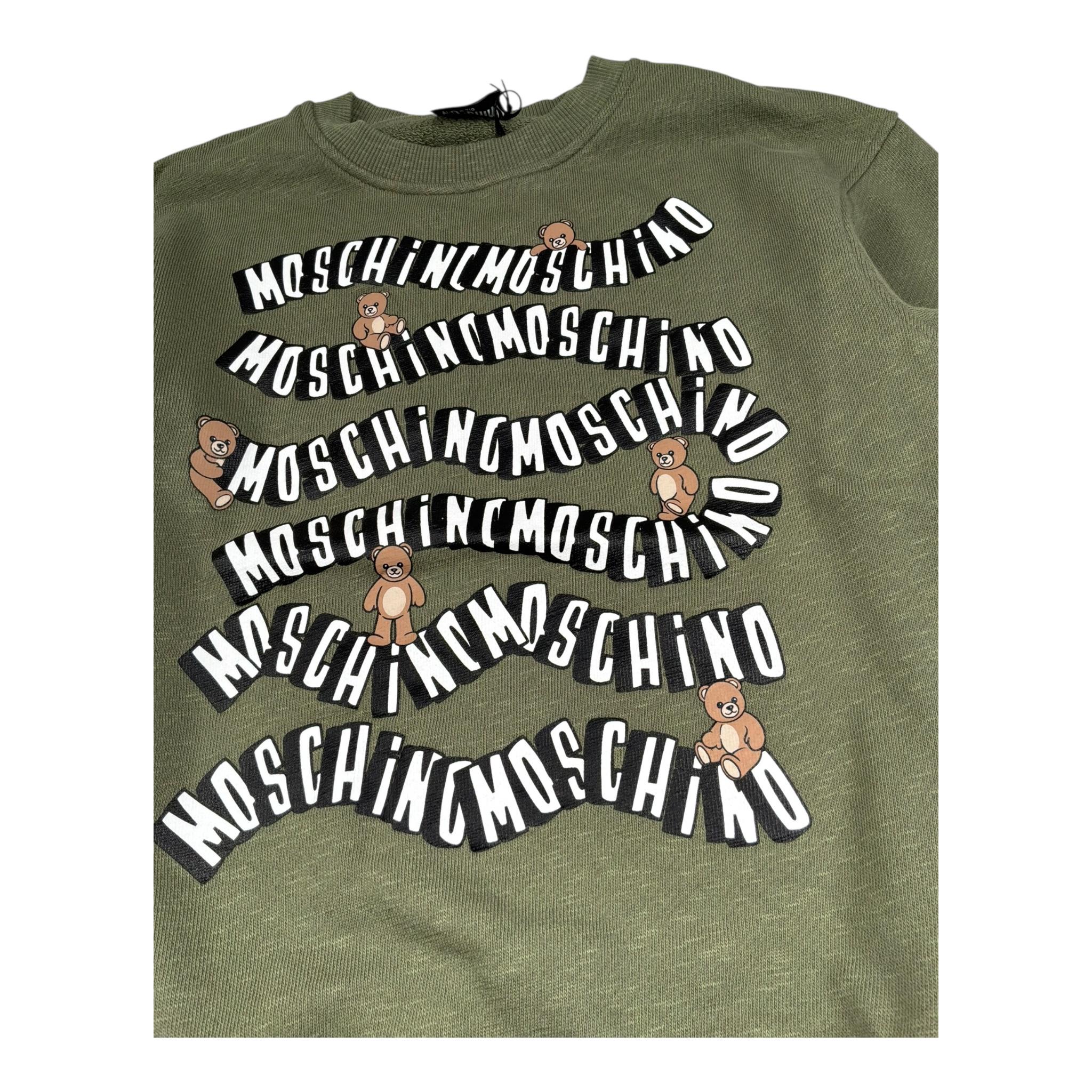 Moschino Felpa Girocollo Tinta Unita con Stampa per Bambino HUF09L VERDE MOSCHINO 