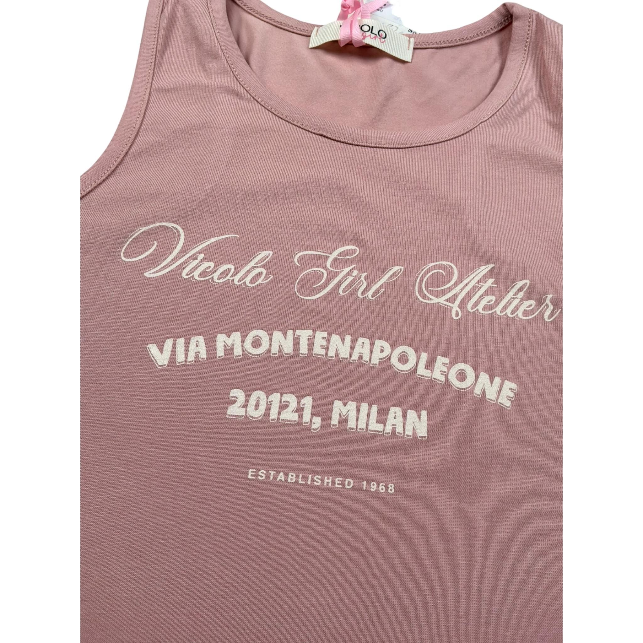 Vicolo Canotta Girocollo Tinta Unita con Stampa per Bambina 3146M002699X ROSA VICOLO 