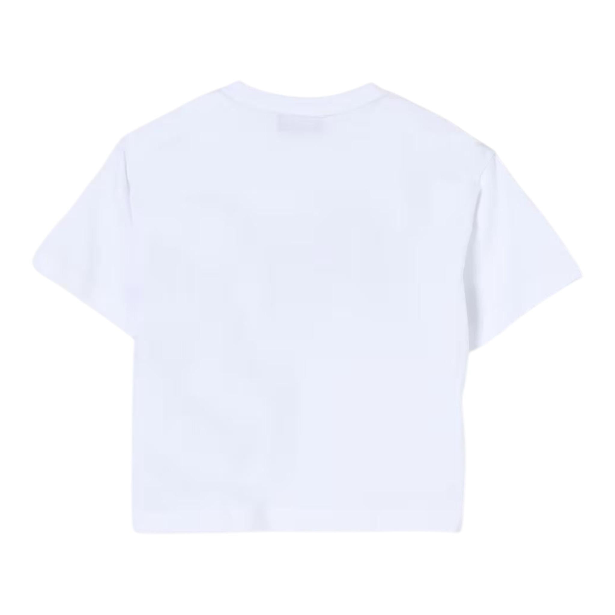 Dondup T-Shirt Girocollo Tinta Unita con Stampa Logo per Bambino DMTS42 BIANCO DONDUP 