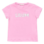 Liu Jo T-Shirt Girocollo Tinta Unita con Brillantini per Bambina KA5081X ROSA LIU JO 