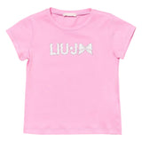 Liu Jo T-Shirt Girocollo Tinta Unita con Brillantini per Bambina KA5081X ROSA LIU JO 
