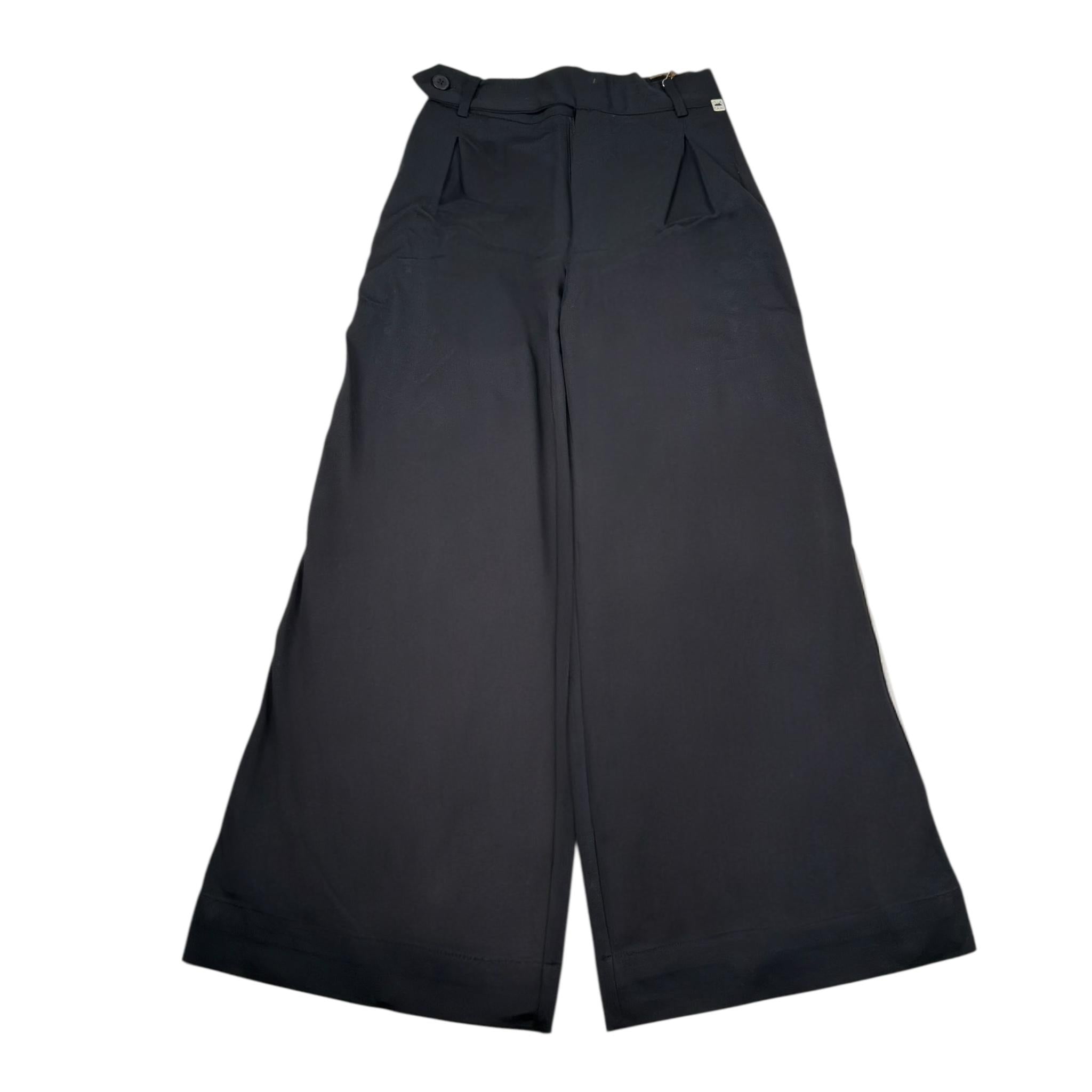 Manila Grace Pantalone Modello A Palazzo Tinta Unita con Profili In Contrasto per Bambina 155PMJS25 NERO MANILA GRACE 