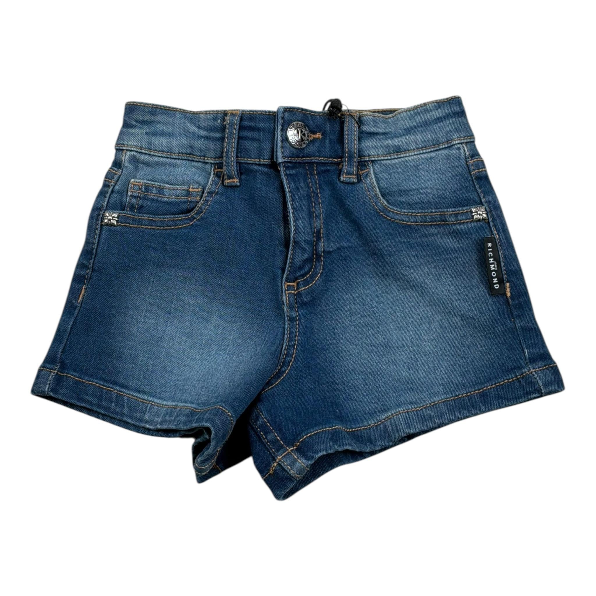 John Richmond Short In Denim Tinta Unita con Stampa per Bambina RGP15014SH BLU JOHN RICHMOND 