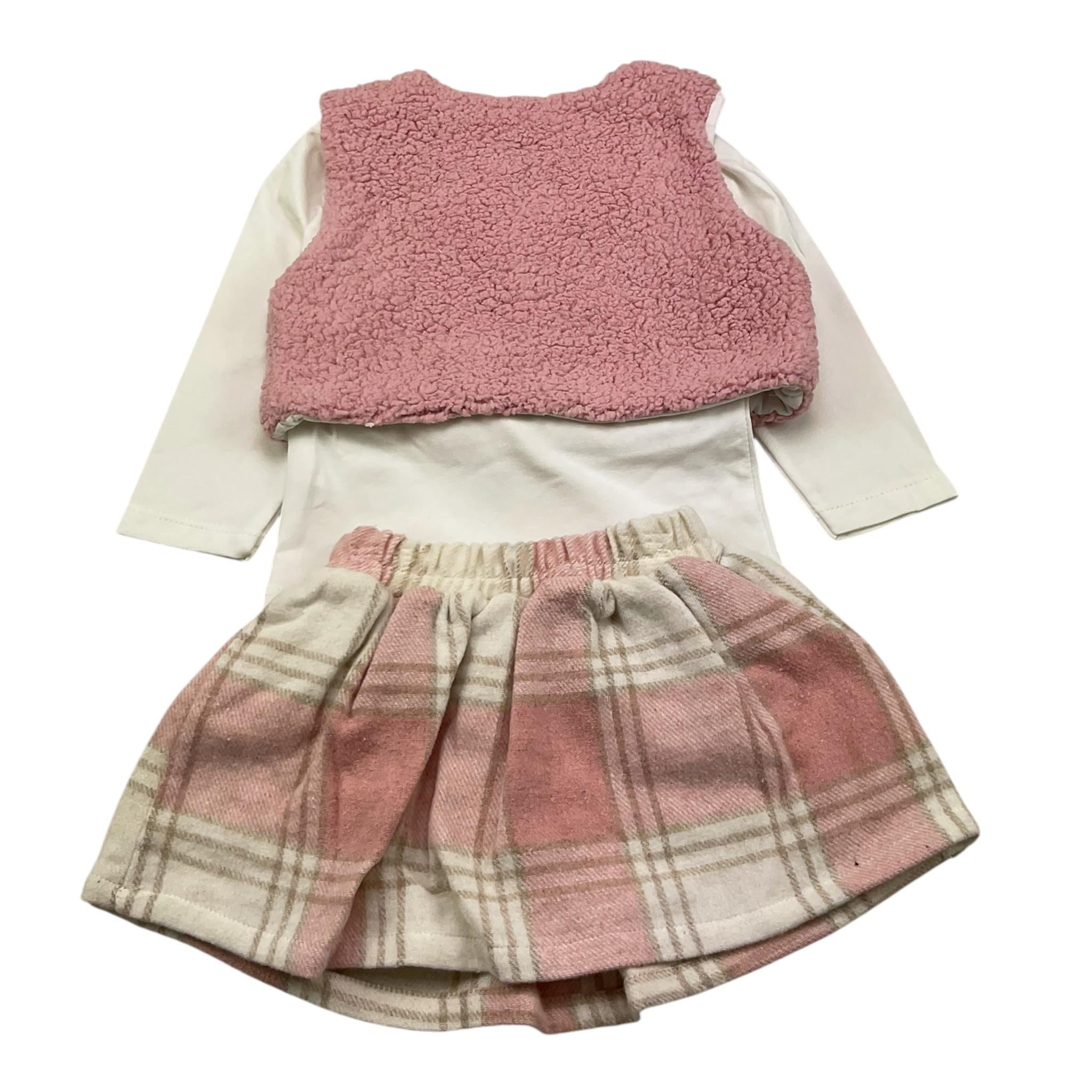 EBITA completo 3 pezzi shirt-gonna-gilet Bianco/rosa per Neonata 3535 BIANCO/ROSA EBITA 