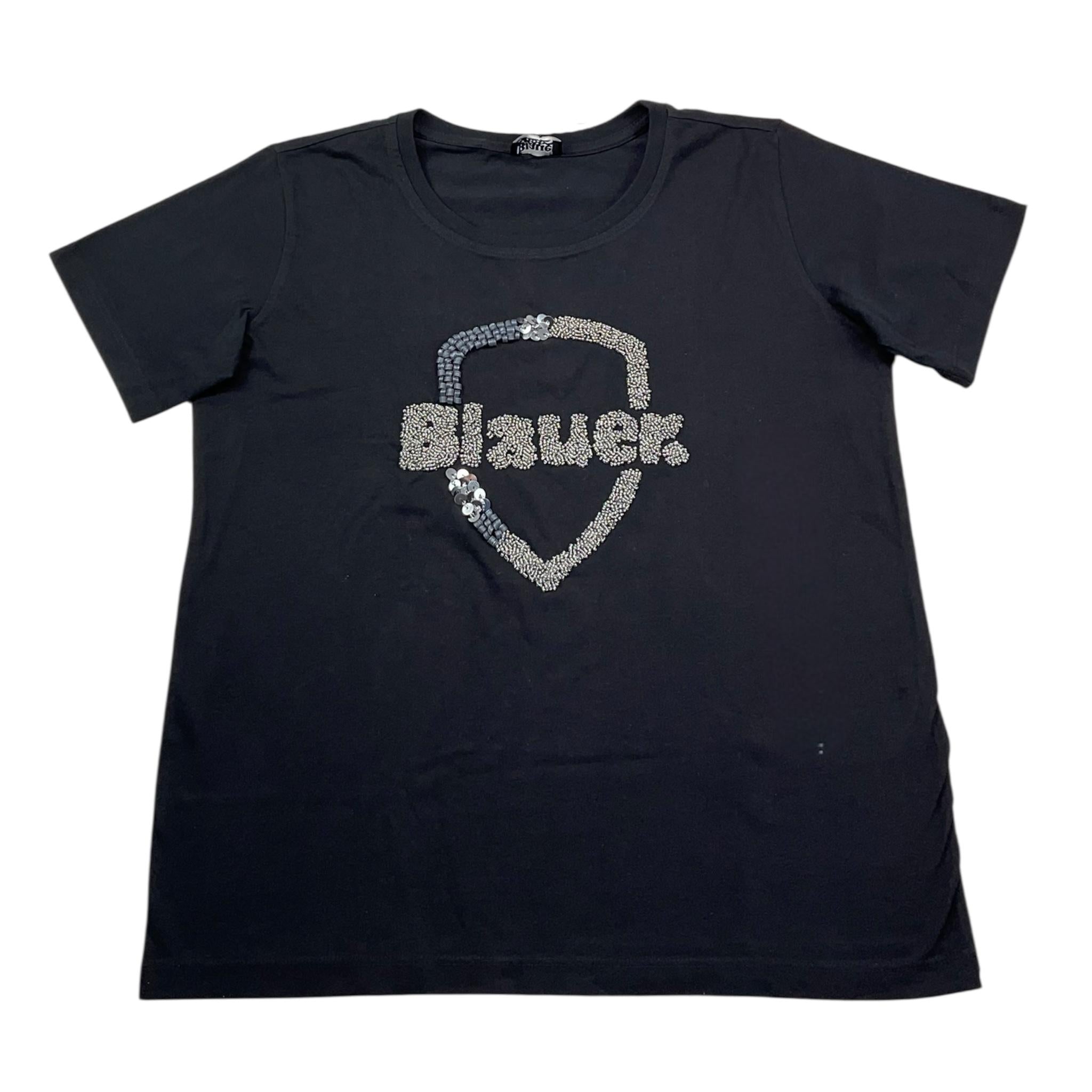 Blauer T-Shirt Girocollo Tinta Unita con Logo per Bambina 24SBLGH02495 NERO BLAUER 