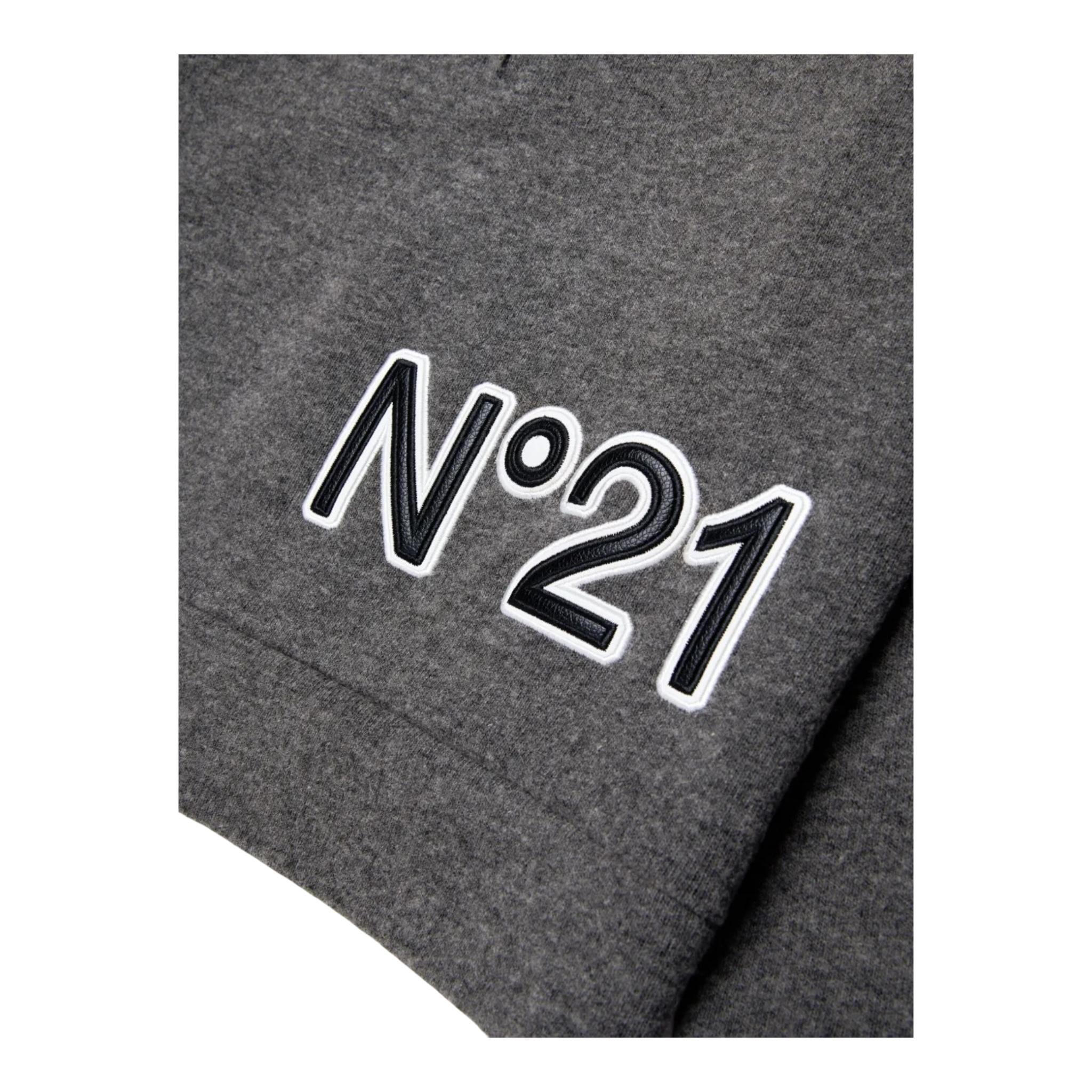 N°21 maglia tinta unita con zip e stampa Grigio per Bambino N21967 GRIGIO N°21 