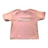 Bamboom+Babies T-Shirt Tinta Unita Girocollo Con Stampa Rosa Per Neonata