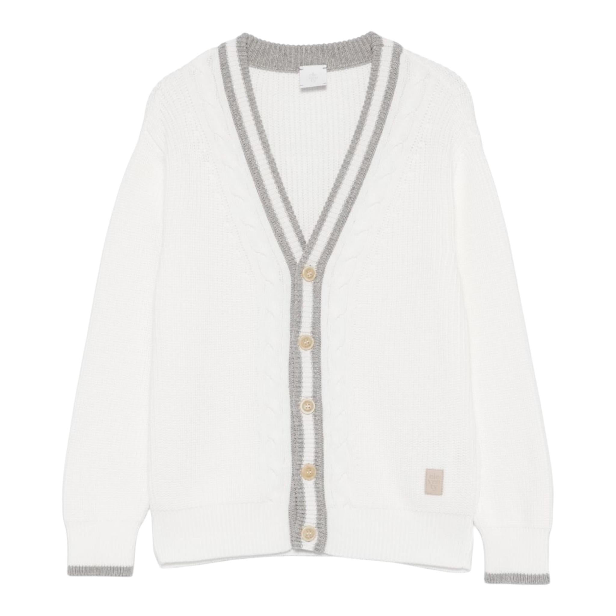 Eleventy Cardigan Tinta Unita con Pofili In Contrasto per Bambino EW9P50 BIANCO ELEVENTY 