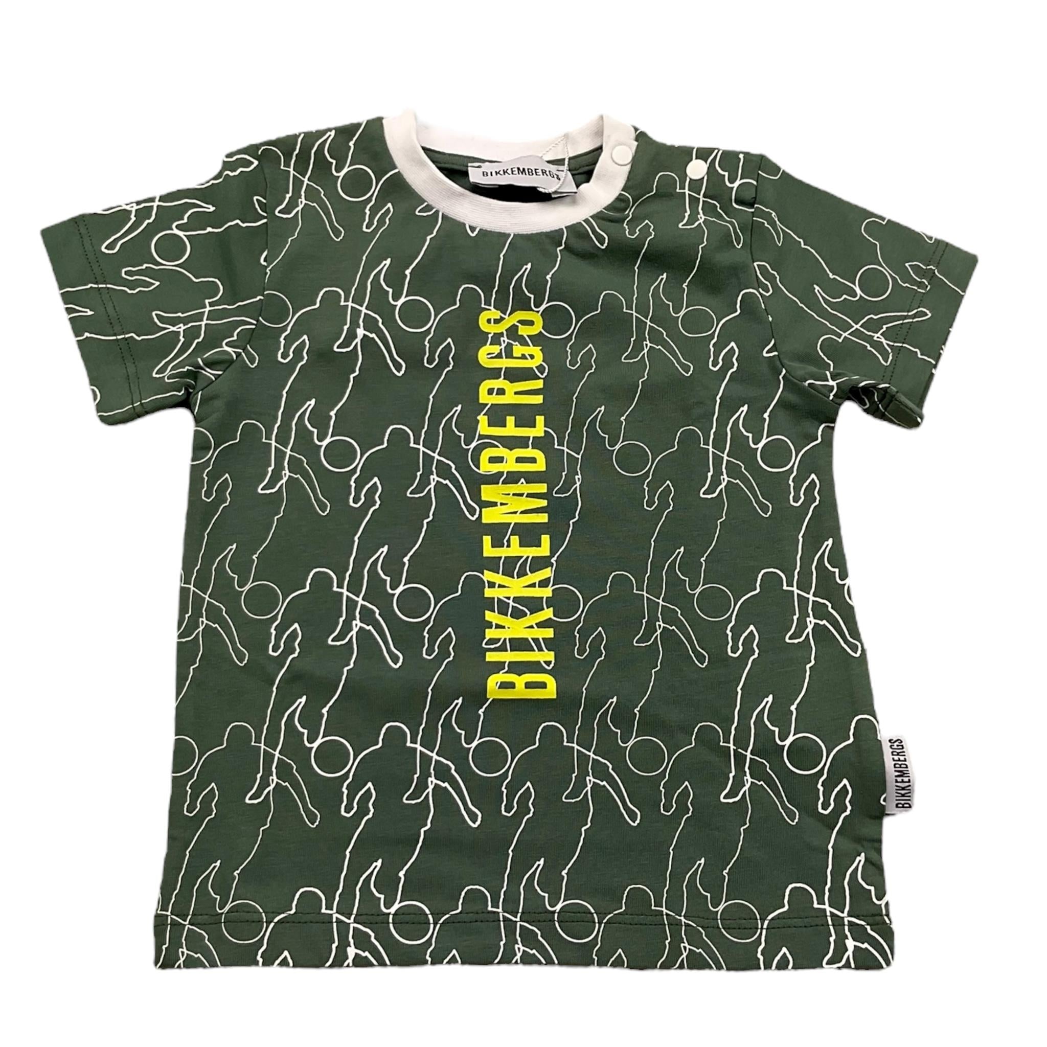 Bikkembergs T-Shirt Girocollo Tinta Unita con Stampe per Neonato BK2143 VERDE BiKKEMBERGS 