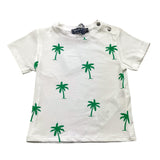 Please T-Shirt Girocollo Tinta Unita Cn Palme Bianco Per Neonato