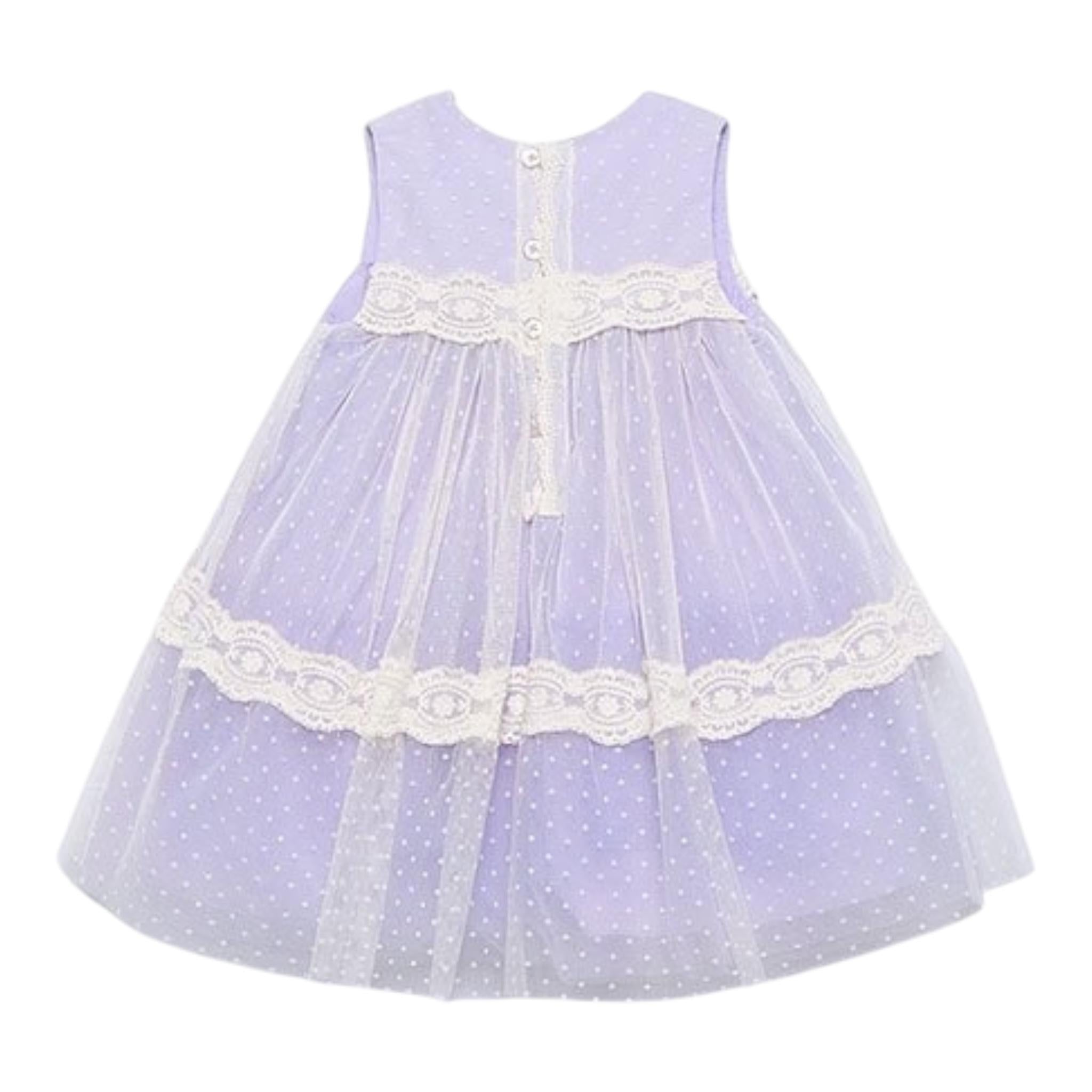 Abel & Lula Abito Cerimonia Tinta Unita con Tulle Giromanica per Bambina 5016J LILLA ABEL & LULA 