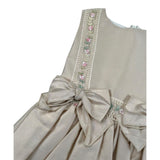 Pure Firenze Abito Giromanica Tinta Unita con Ricamii per Neonata PC01244 BEIGE PURE FIRENZE 