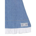 Elisabetta Franchi Abito In Denim Giromanica Tinta Unita per Bambina EGAB192X AZZURRO ELISABETTA FRANCHI 
