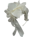 Les Gamins Cerchietto Tinta Unita con Applicazioni Fiori per Bambina 815653 PANNA LES GAMINS 