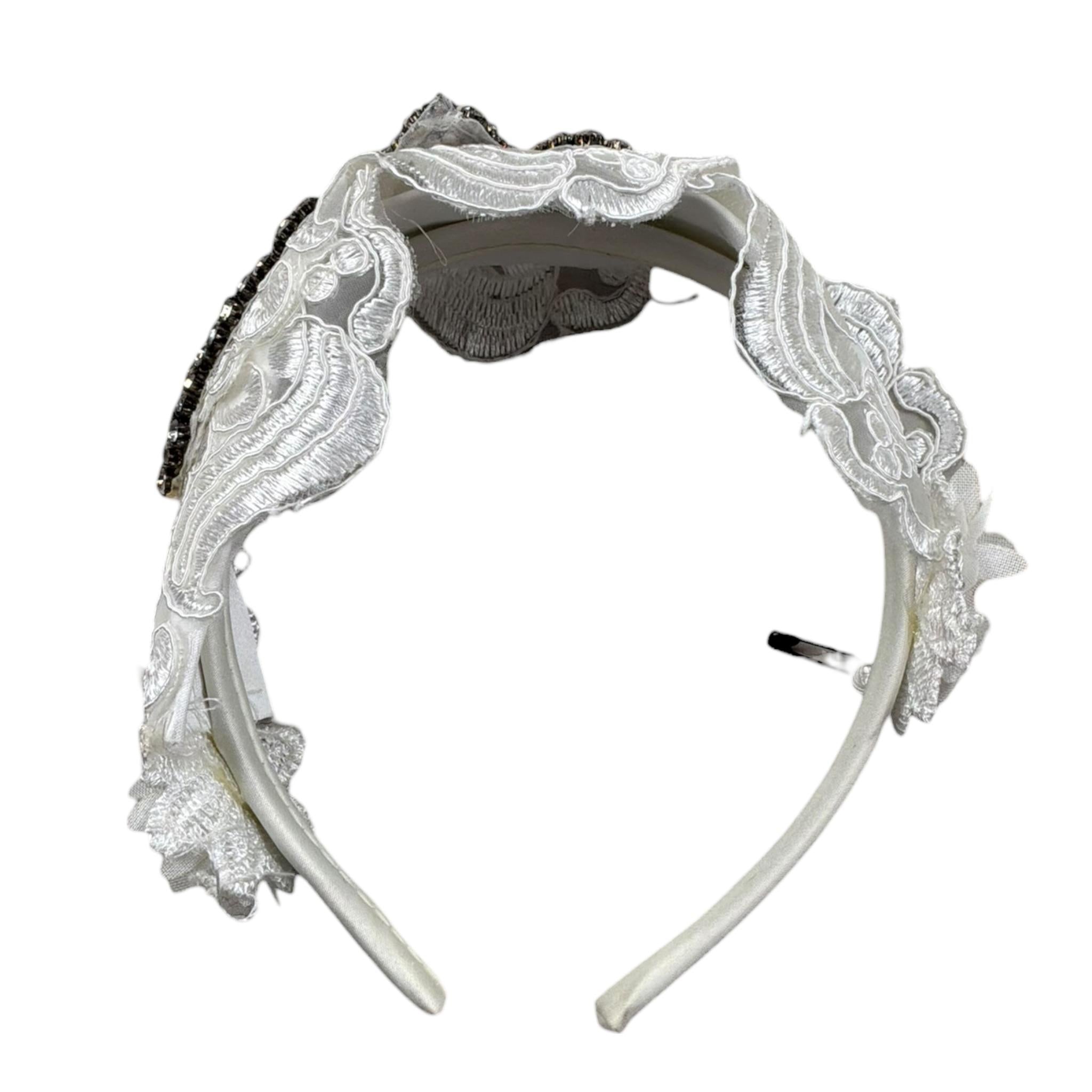 Les Gamins Cerchietto Tinta Unita con Applicazioni per Bambina 023029 BIANCO LES GAMINS 