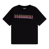 Dsquared2 T-Shirt Tinta Unita con Stampa per Bambino DQ2857 NERO DSQUARED2 