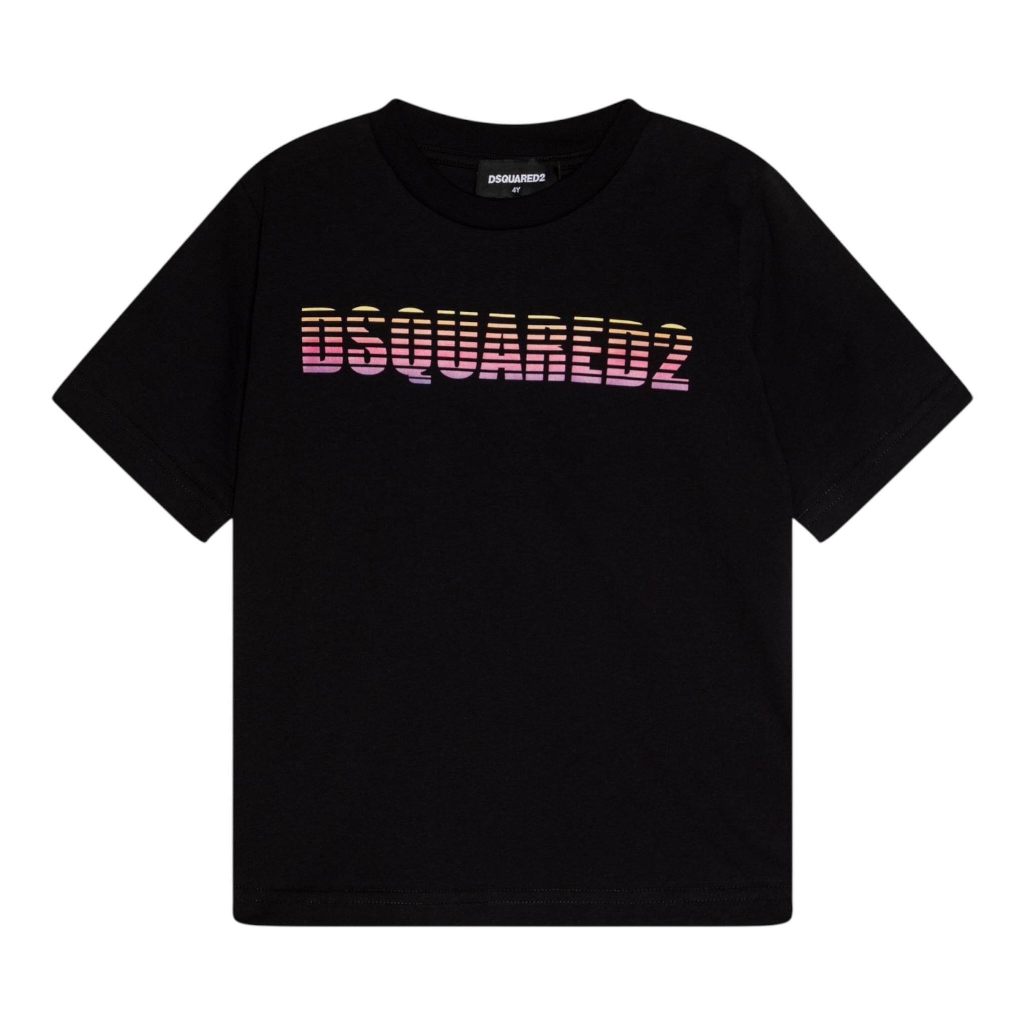 Dsquared2 T-Shirt Tinta Unita con Stampa per Bambino DQ2857 NERO DSQUARED2 