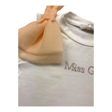 Miss Grant T-Shirt Girocollo Tinta Unita con Fiocchi In Contrasto per Bambina MG1232 BIANCO MISS GRANT 