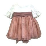 Tete'&Martina Abito Bicolore Mezzamanica Con Tulle Bianco/Rosa Per Bambina