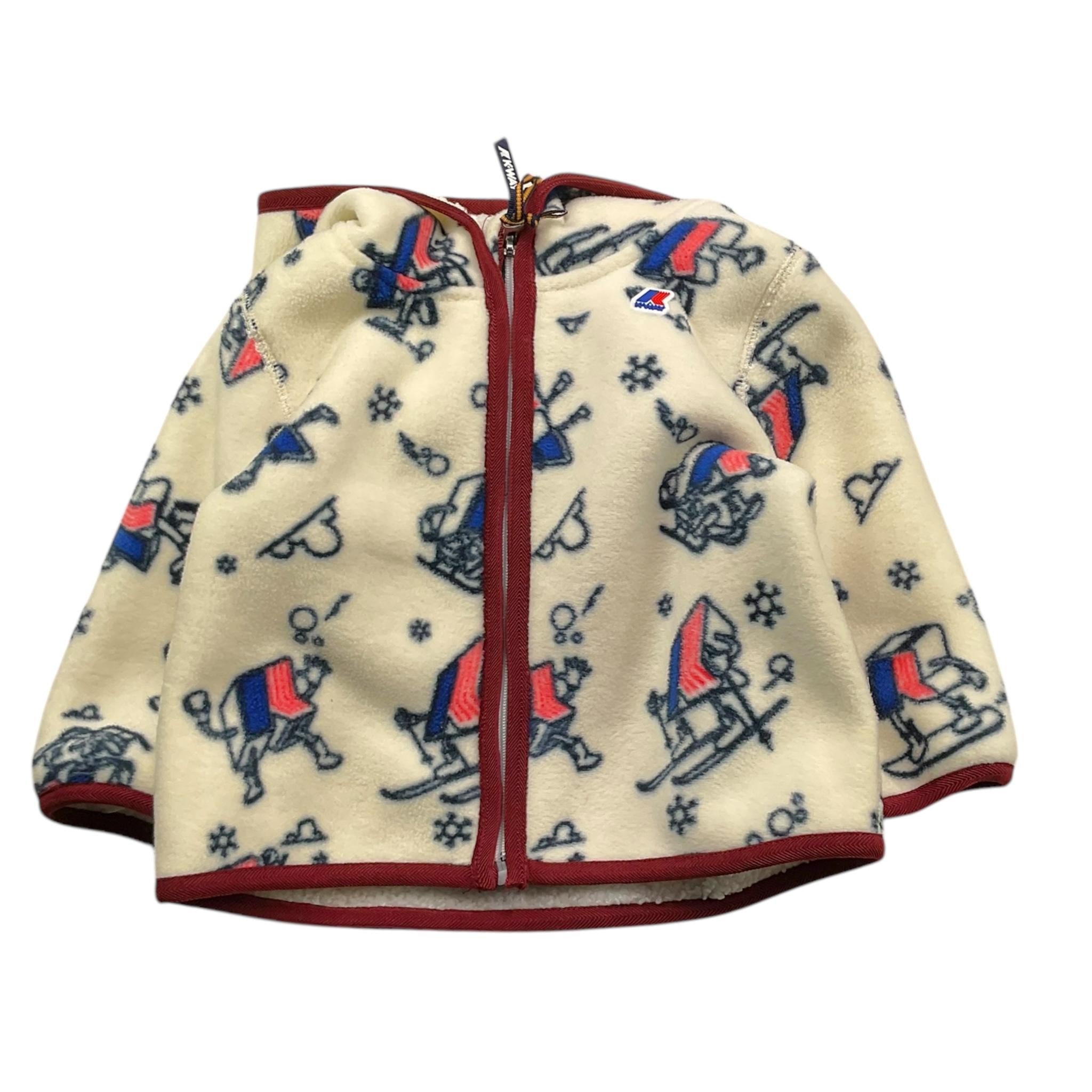 K-WAY felpa tinta unita con zip cappuccio e stampa Panna per Neonato K5137FW PANNA K-WAY 