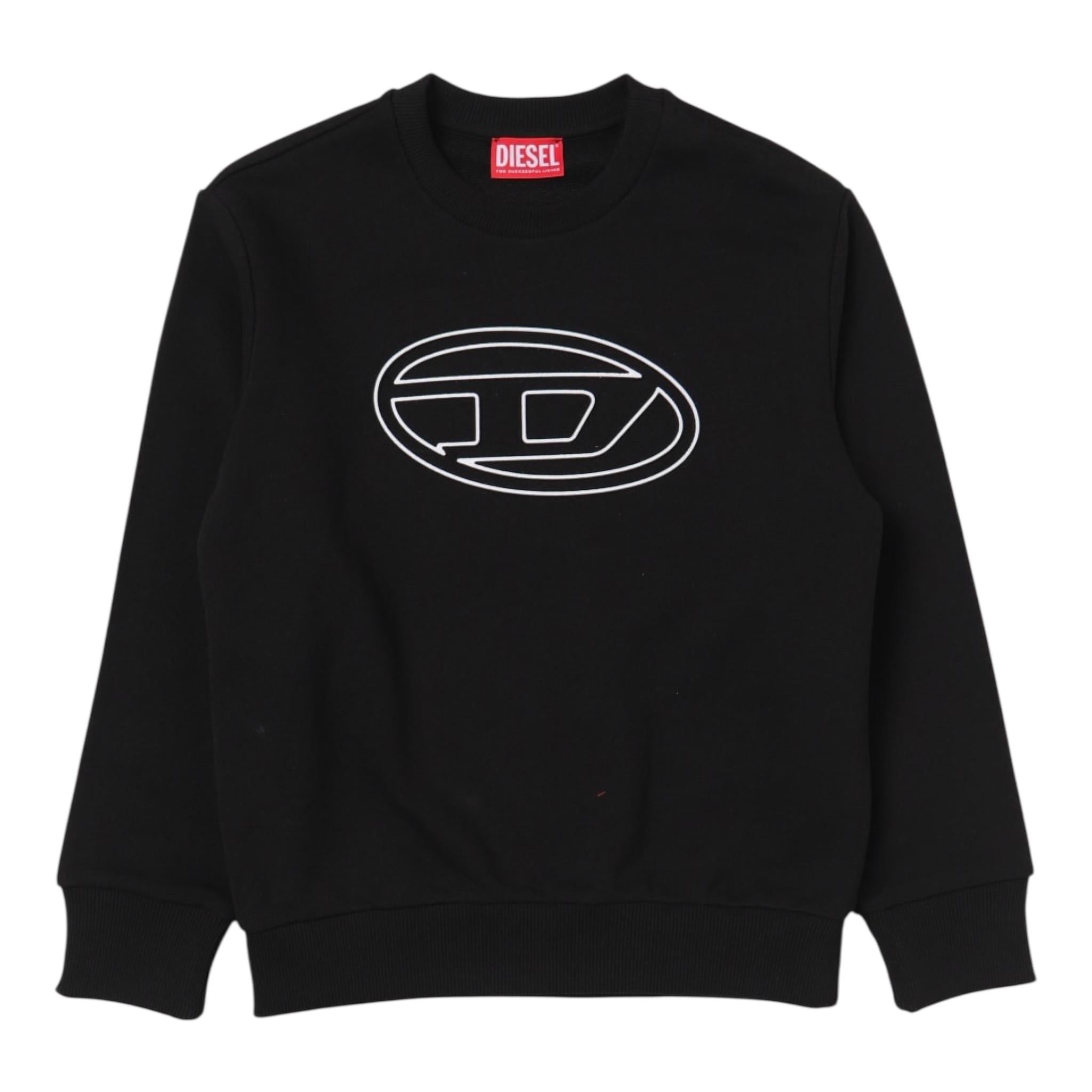 DIESEL felpa chiusa girocollo tinta unita con stampa Nero per Bambino J01787XXXX NERO DIESEL 