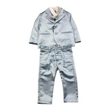 Damper Dan 4-teiliges Set Jacke-Shirt-Hose-Fliege Blau für Neugeborene