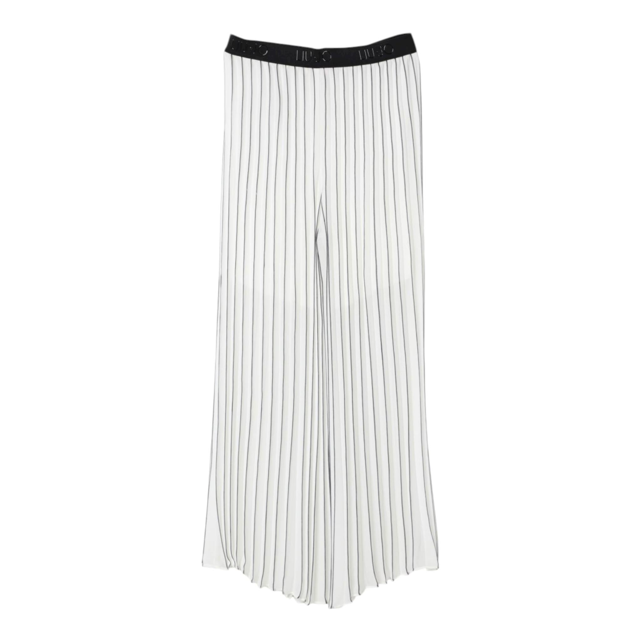 Liu Jo Pantalone Tinta Unita con Fantasia A Righe per Bambina GA5071X BIANCO LIU JO 