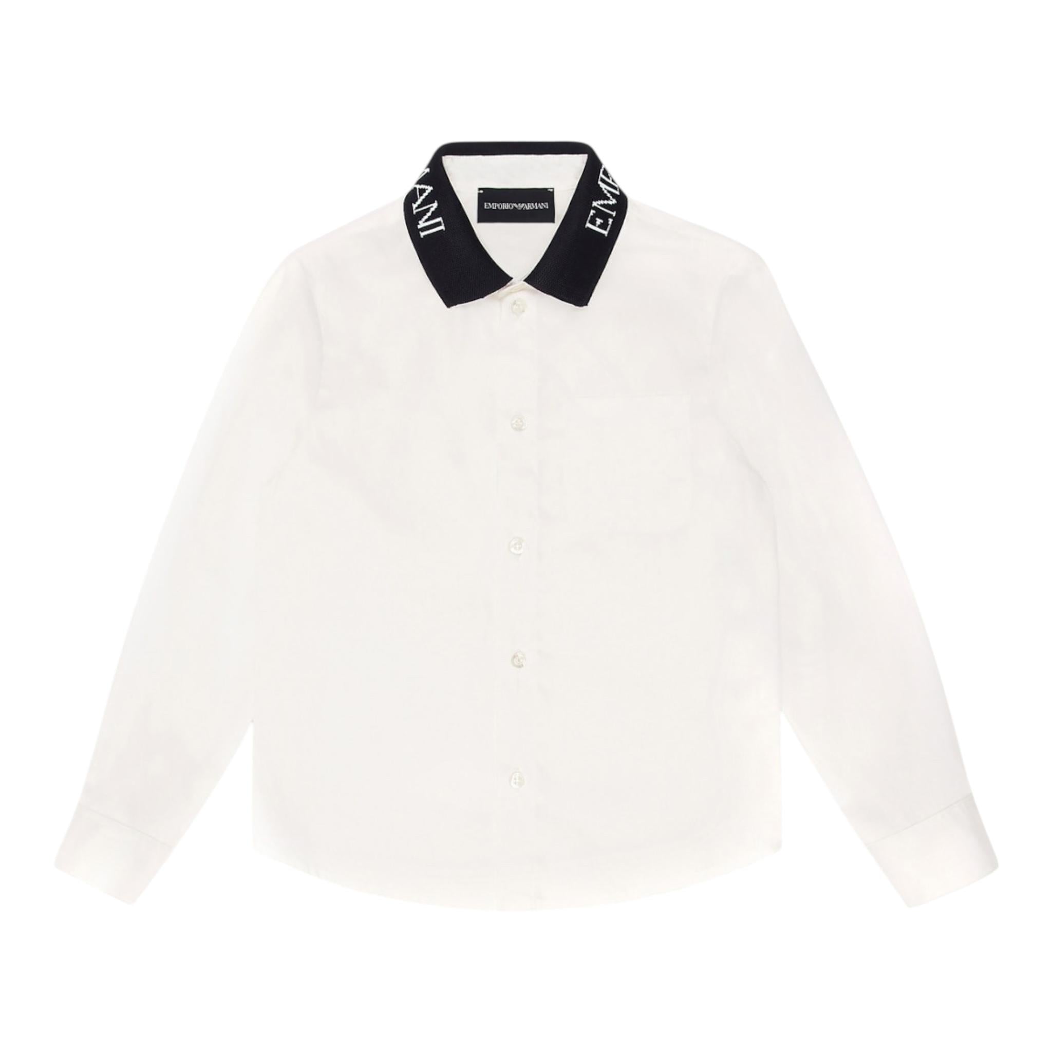 Emporio Armani Camicia Tinta Unita con Colletto In Contrasto per Bambino 6R4CJ5 BIANCO EMPORIO ARMANI 
