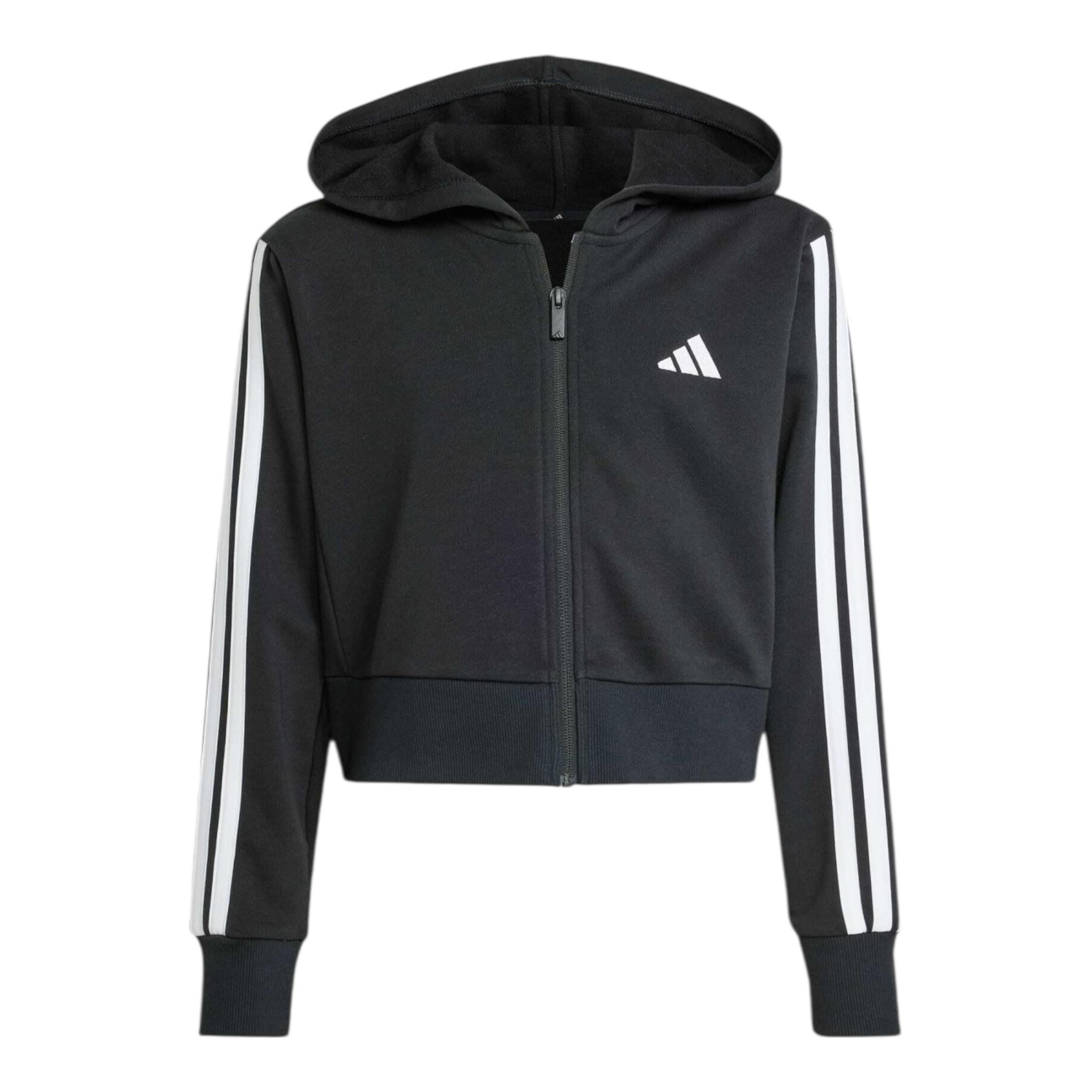 Adidas Felpa con Zip E Cappuccio Tintaunita per Bambina JJ0956 NERO Adidas 