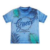 Guess T-Shirt Gircollo Tinta Unita con Stampa per Neonato N2GI17K5HM20 BLU GUESS 