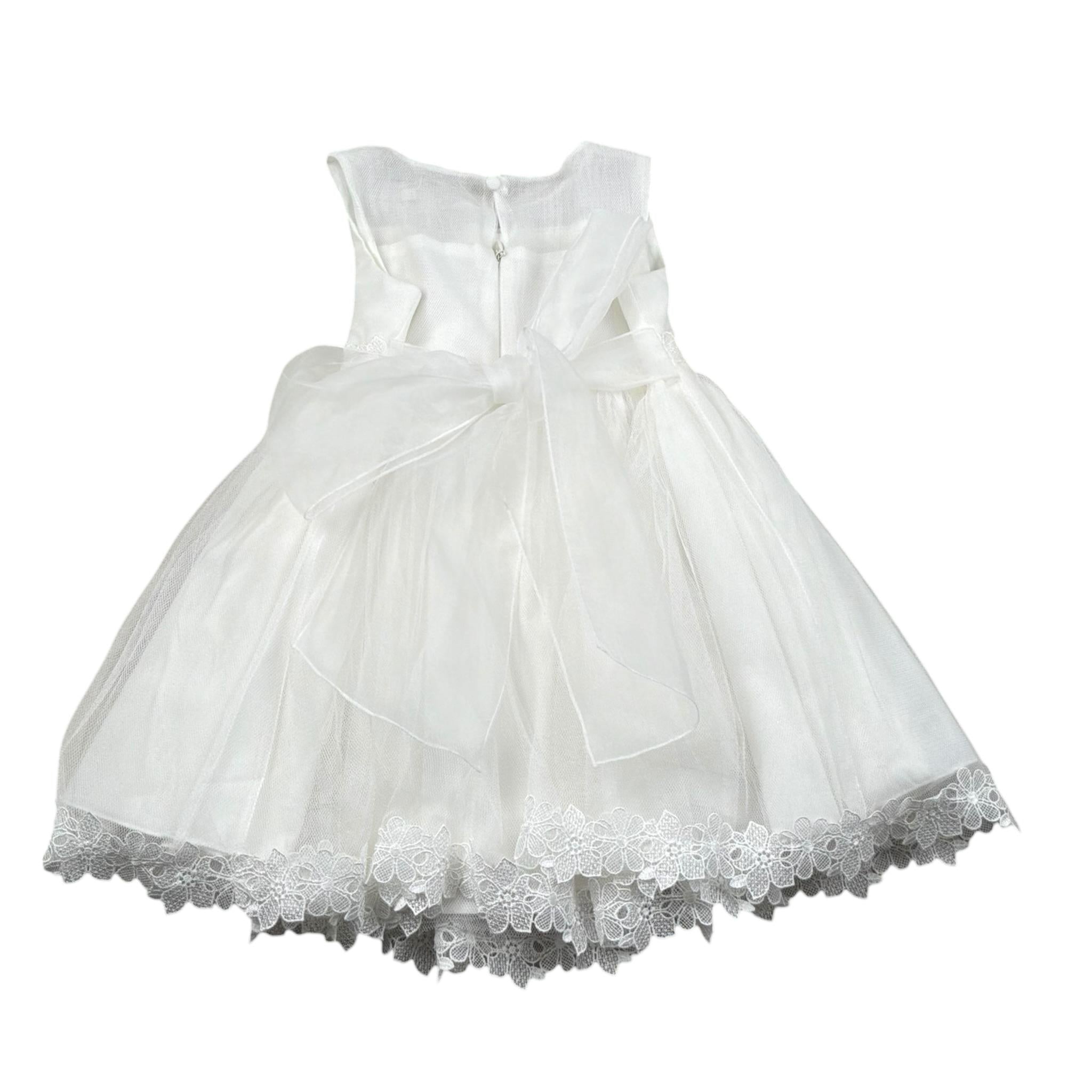 Amaya Abito Giromanica tinta unita con Tulle Bianco per Neonata 591419 BIANCO AMAYA 