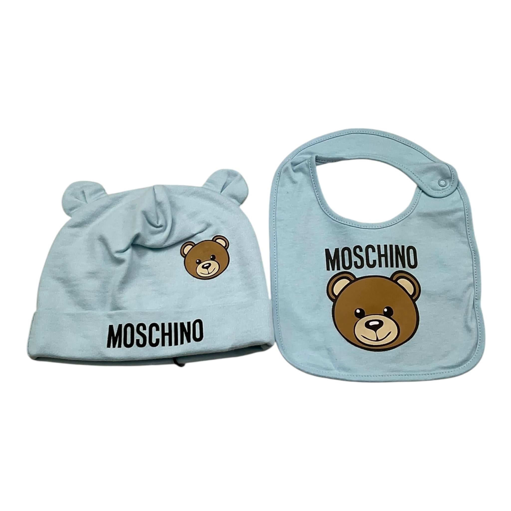 MOSCHINO set cappello-bavetta tinta unita Azzurro per Neonato MUY079 AZZURRO MOSCHINO 