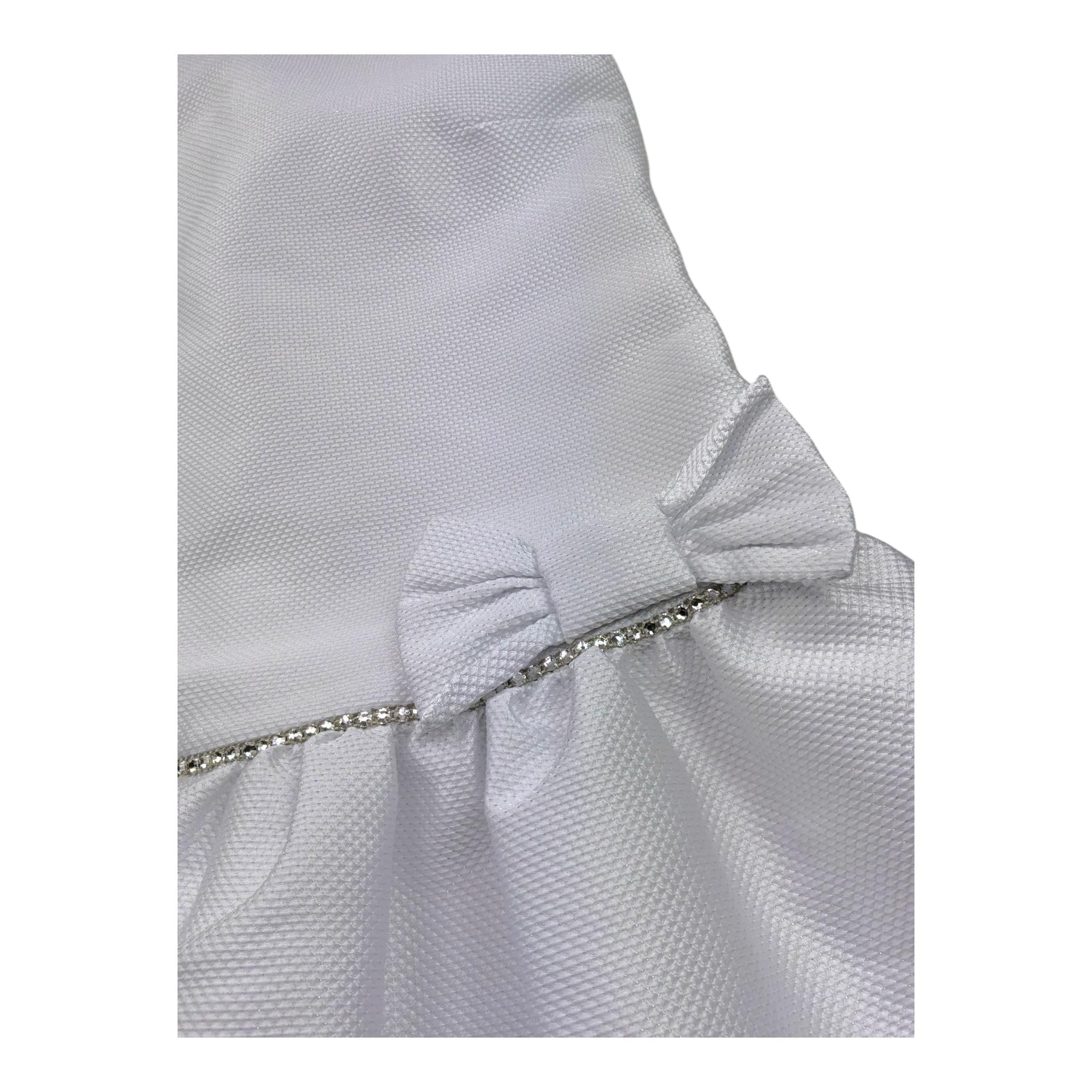 Monnalisa Abito Cerimonia Tinta Unita con Brillantini per Bambina 71192 BIANCO MONNALISA 