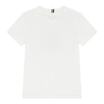 Tommy Hilfiger T-Shirt Girocollo Tinta Unita con Logo per Bambino KB0KB09538 BIANCO TOMMY HILFIGER 