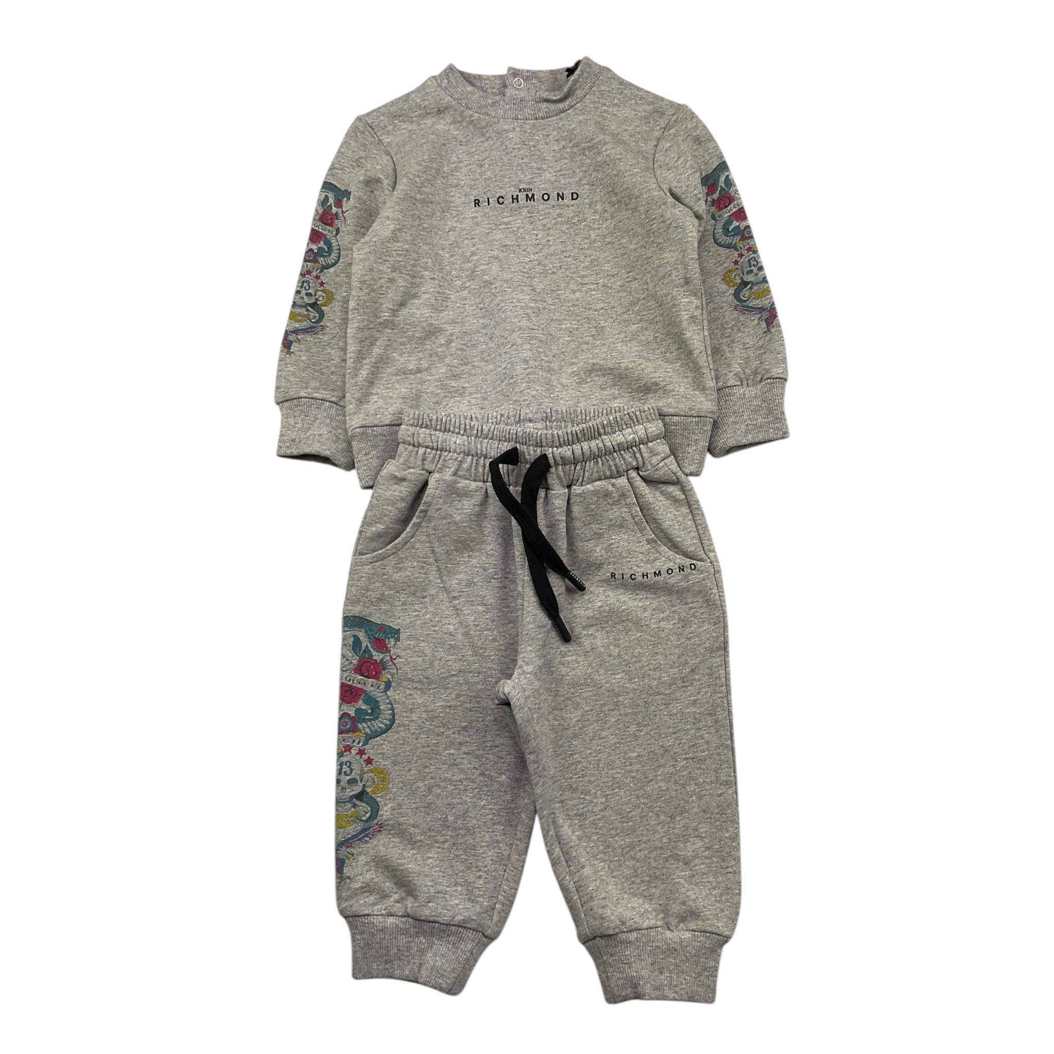 JOHN RICHMOND completo tinta unita 2pz felpa-pantalone Grigia per Neonato RIA25038CF GRIGIO JOHN RICHMOND 
